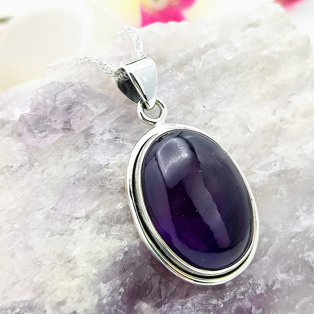 Hepburn and Hughes Amethyst Pendant | February Birthstone | Purple Necklace | Sterling Silver