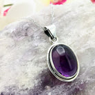 Hepburn and Hughes Amethyst Pendant | Purple Necklace | Small Oval | Sterling Silver