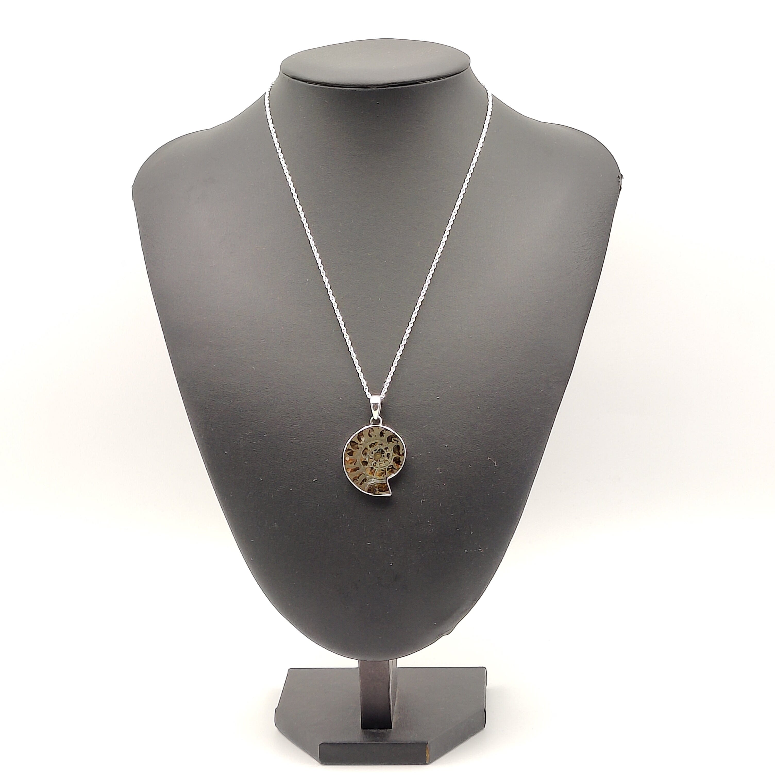 Hepburn and Hughes Ammonite Pendant, Medium Pyrite in Sterling Silver