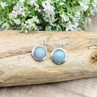 Hepburn and Hughes Aquamarine Earrings | Circle Double Bezel | March Birthstone | Sterling Silver