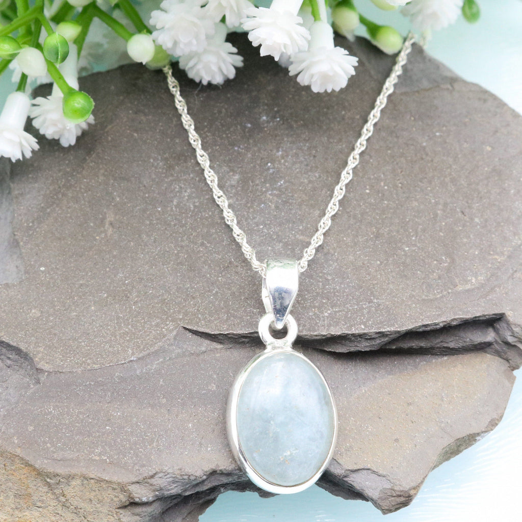 Hepburn and Hughes Aquamarine Pendant | Small Oval | Sterling Silver