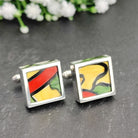 Hepburn and Hughes Art Deco Cufflinks | Clarice Cliff | Large Red Mix | Sterling Silver