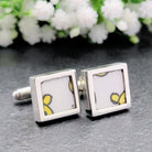 Hepburn and Hughes Art Deco Cufflinks | Clarice Cliff Pottery | Yellow and White Square Cufflinks | Sterling Silver | Four options