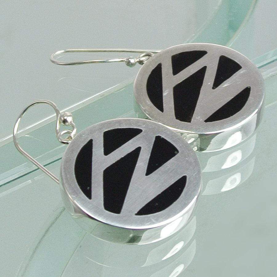 Hepburn and Hughes Art Deco Earrings, small circle in Sterling Silver