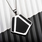 Hepburn and Hughes Art Deco Pendant, black pentagon in Sterling Silver