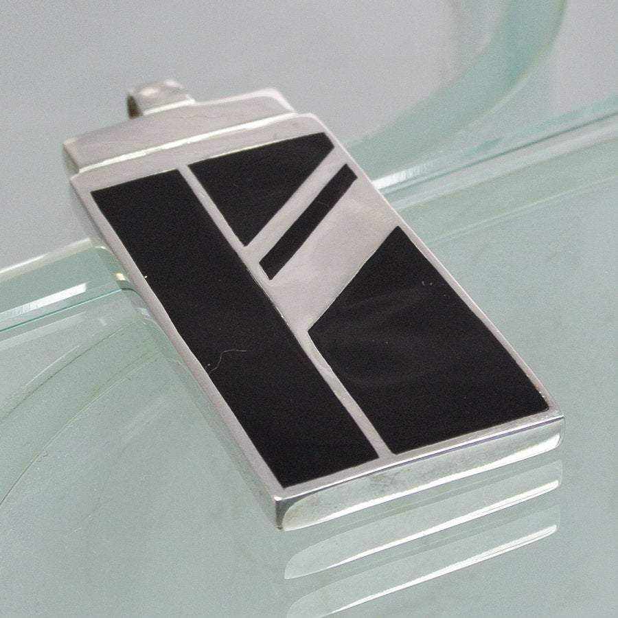 Hepburn and Hughes Art Deco Pendant, black rectangle in Sterling Silver
