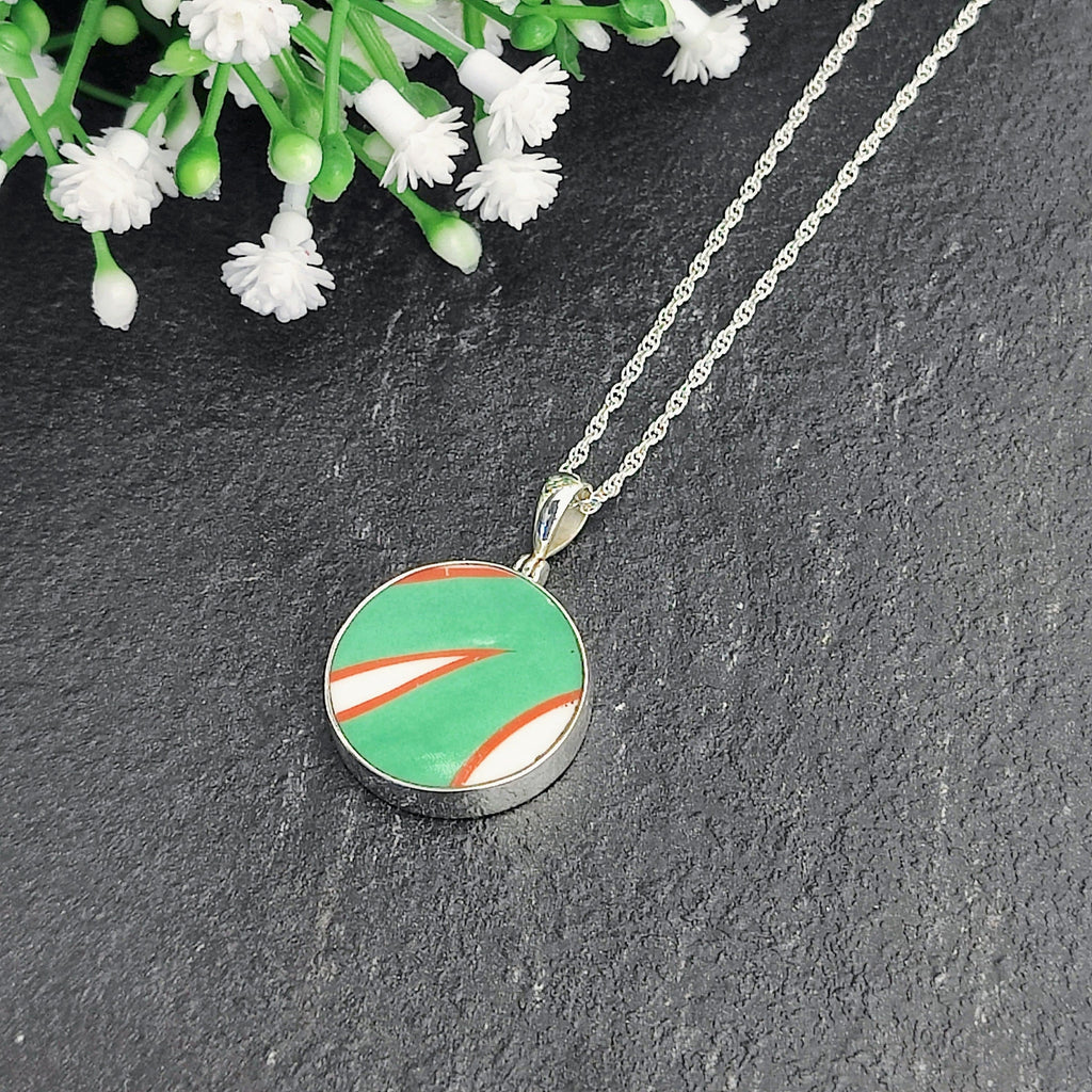 Hepburn and Hughes Art Deco pendant | Circular Clarice Cliff necklace | 20mm diameter | Six options | Sterling Silver