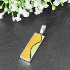 Hepburn and Hughes Art Deco Pendant | Clarice Cliff Ceramics | Rectangle Rust Colours | Sterling Silver