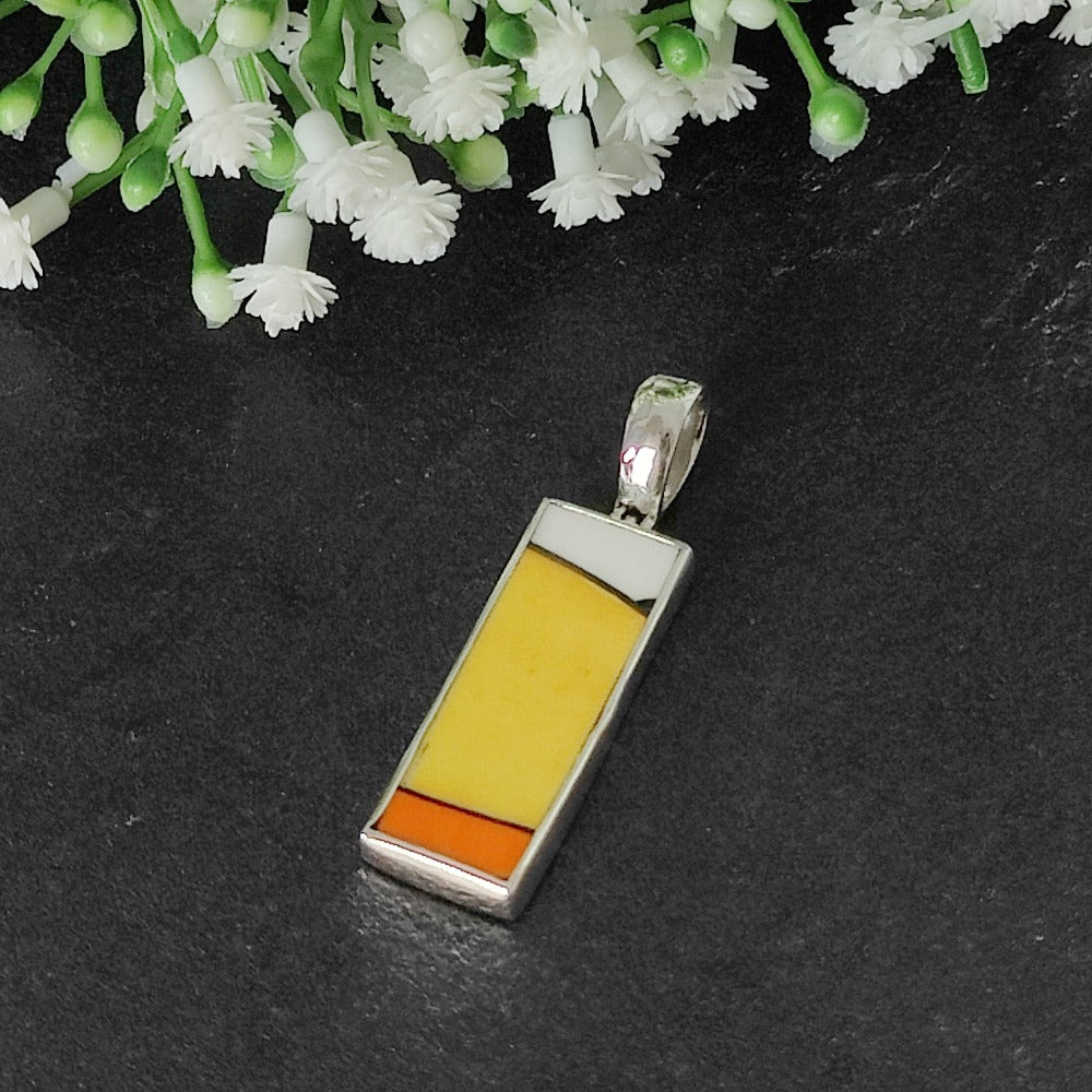 Hepburn and Hughes Art Deco Pendant | Clarice Cliff Ceramics | Slim Rectangle | Sterling Silver