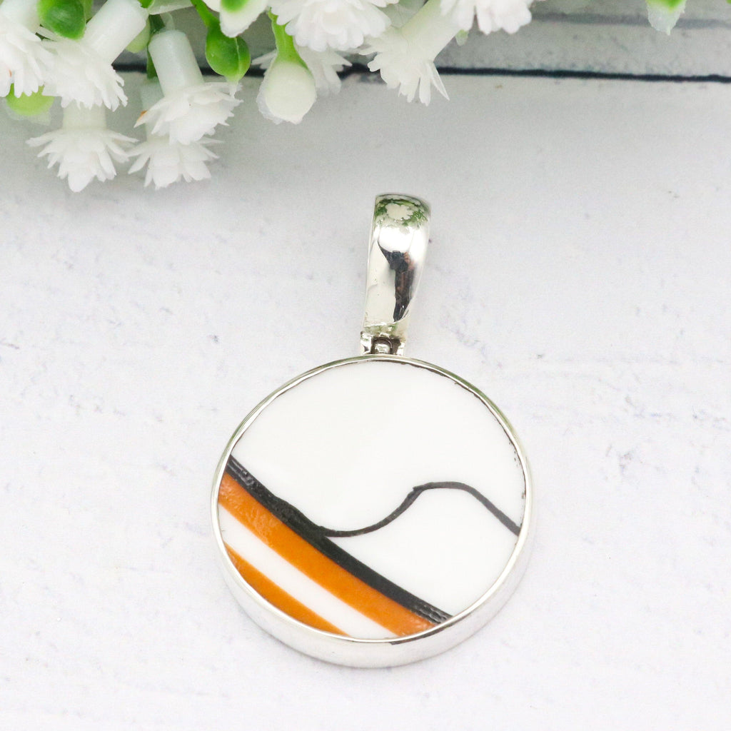 Hepburn and Hughes Art Deco pendant | Clarice Cliff necklace | circle | sterling silver | five options