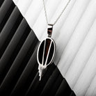 Hepburn and Hughes Art Deco Pendant, oval tortoiseshell in Sterling Silver