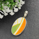 Hepburn and Hughes Art Deco Pendant | Upcycled Clarice Cliff | Small oval | Sterling Silver