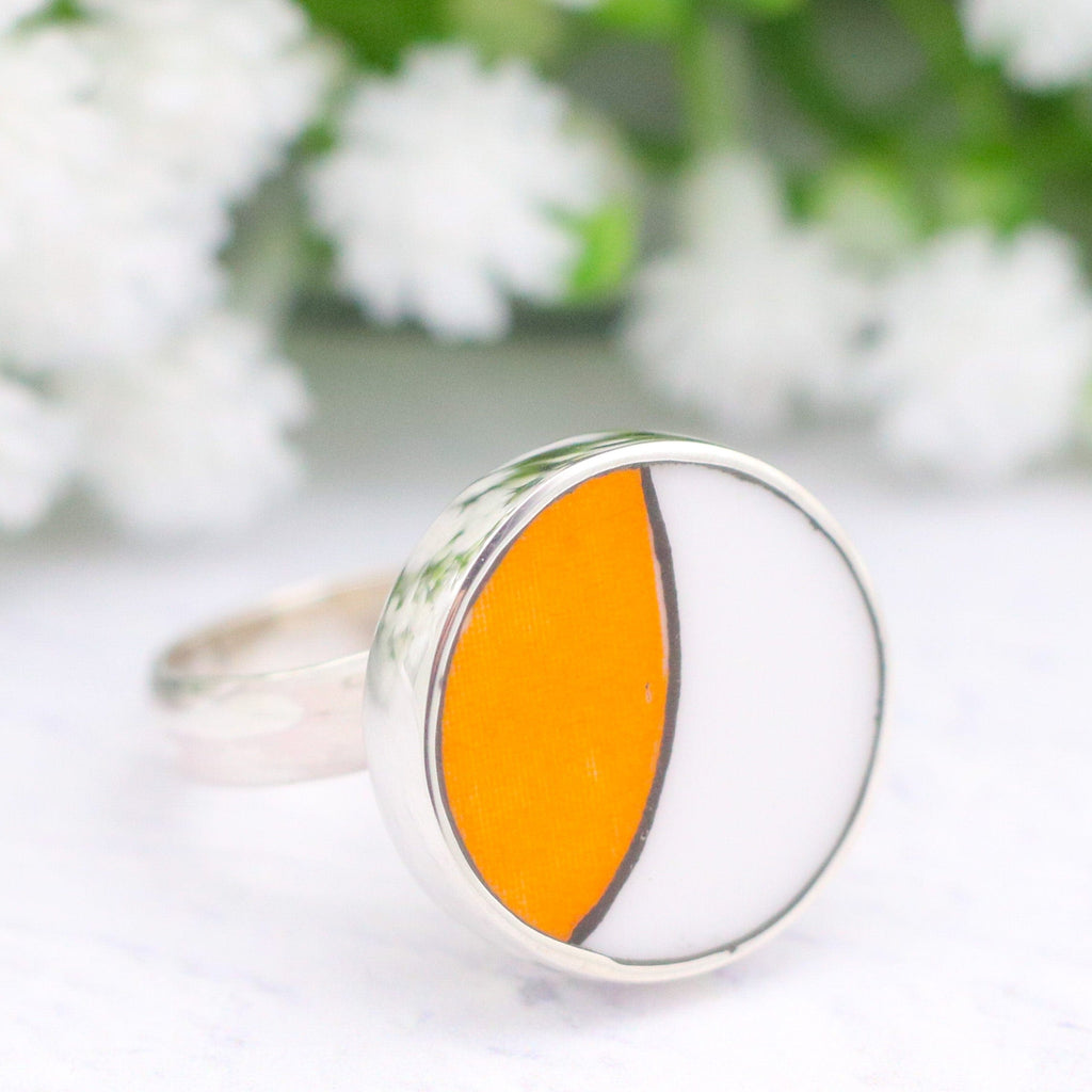 Hepburn and Hughes Art Deco Ring | Clarice Cliff Ceramics | Circle | Sterling Silver