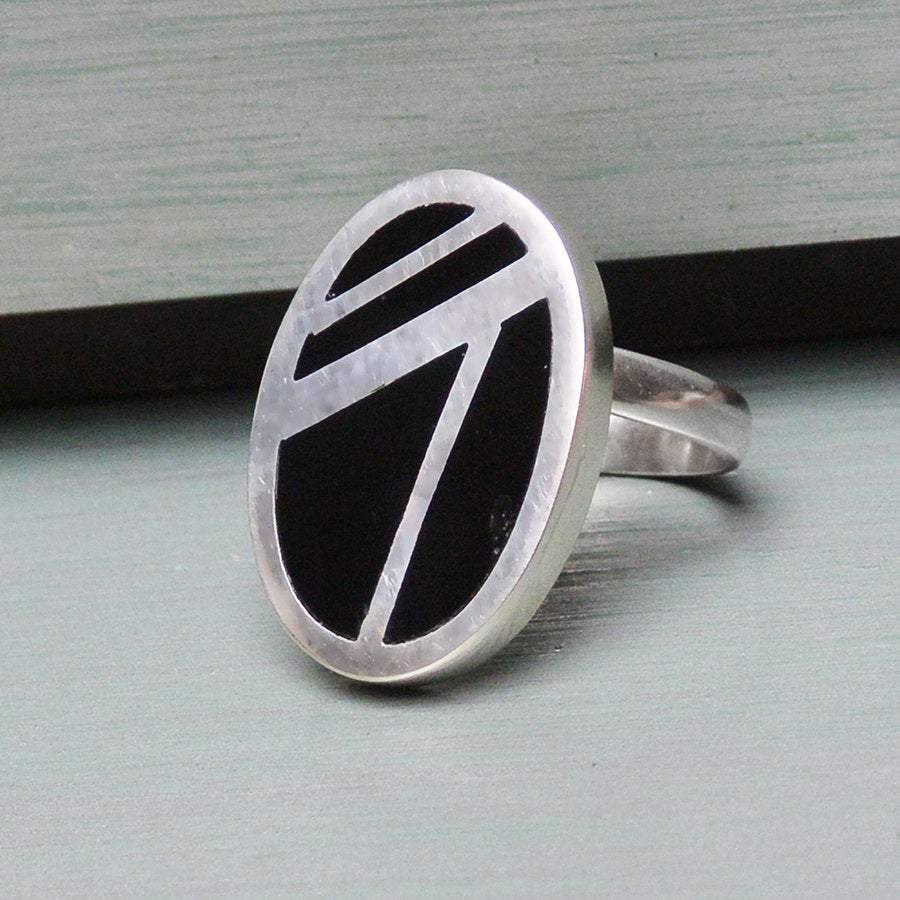 Hepburn and Hughes Art Deco Ring, oval in Sterling Silver