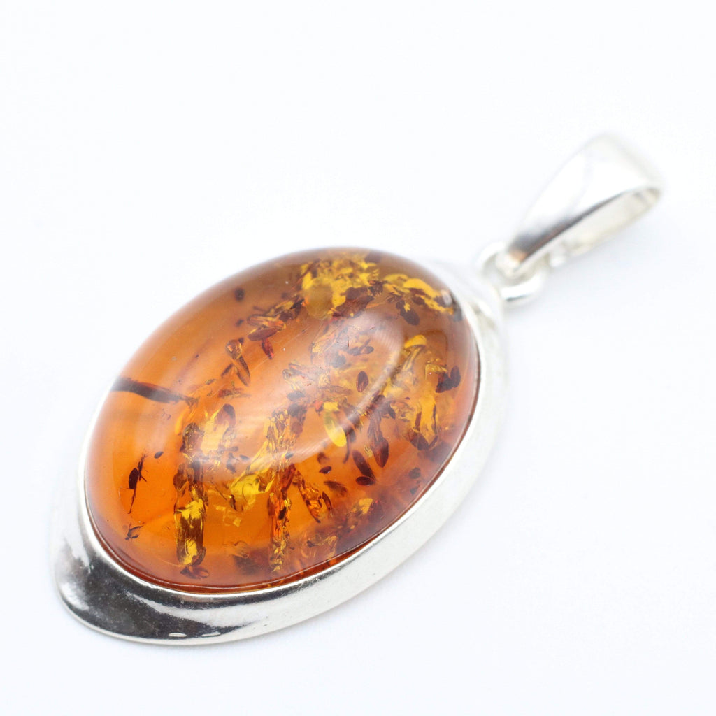 Hepburn and Hughes Baltic Amber Pendant, Oval in Sterling Silver