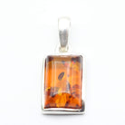 Hepburn and Hughes Baltic Amber Pendant, Rectangle in Sterling Silver