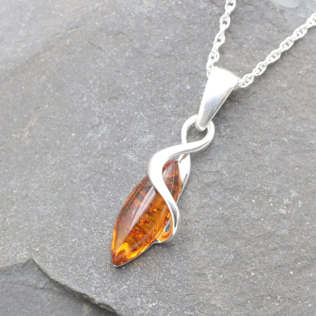 Sterling Silver Amber Necklace | Made In Earth US