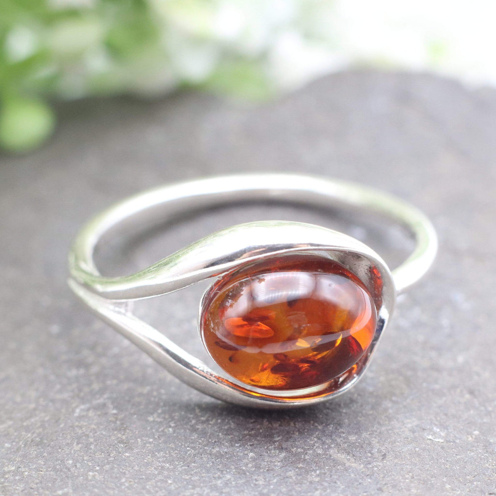 Hepburn and Hughes Baltic Amber Ring, Oval in Sterling Silver