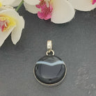 Hepburn and Hughes Banded Black Onyx Pendant | Circle | Sterling Silver