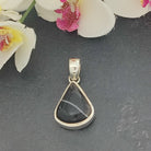 Hepburn and Hughes Banded Black Onyx Pendant | Curved Triangle | Teardrop in Sterling Silver