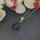 Hepburn and Hughes Banded Black Onyx Pendant | Teardrop | Sterling Silver