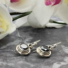 Hepburn and Hughes Black Onyx Earrings | Circular Drop Ear Wire | Sterling Silver