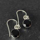 Hepburn and Hughes Black Onyx Earrings | Circular Drop with ear wire | Sterling Silver