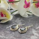 Hepburn and Hughes Black Onyx Earrings | Double Bezel | Oval Earwire | Sterling Silver