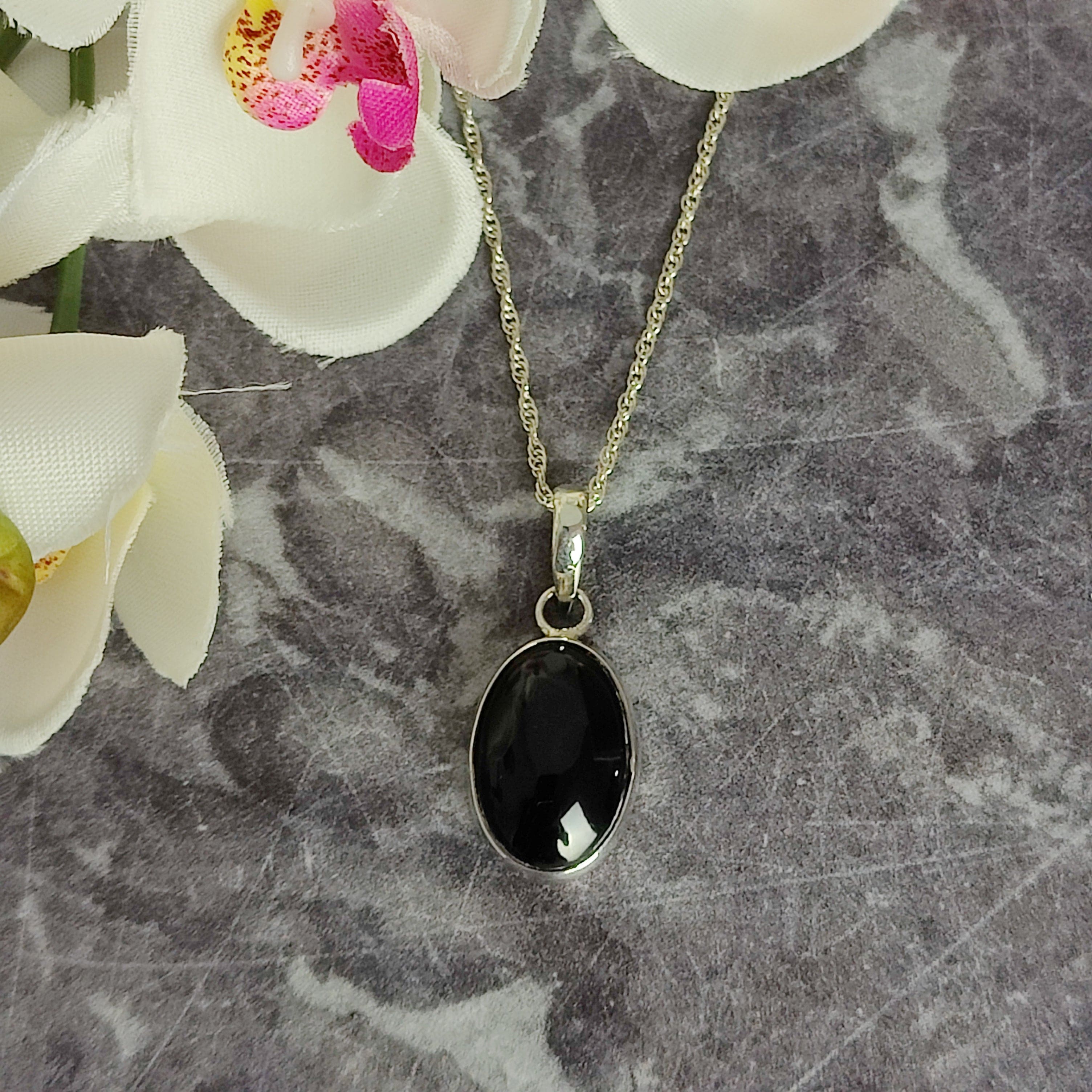 Hepburn and Hughes Black Onyx Pendant | Oval | Sterling Silver