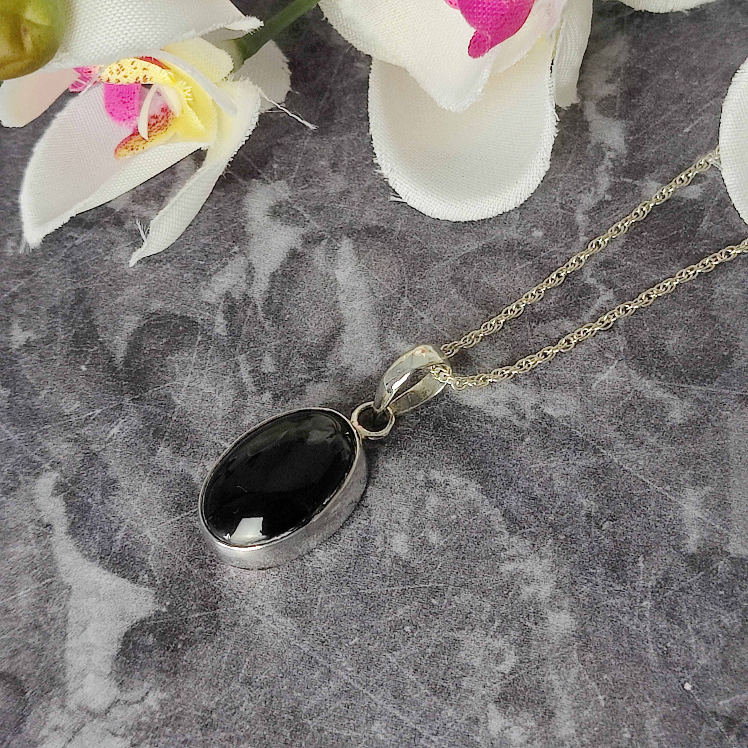 Hepburn and Hughes Black Onyx Pendant | Oval | Sterling Silver