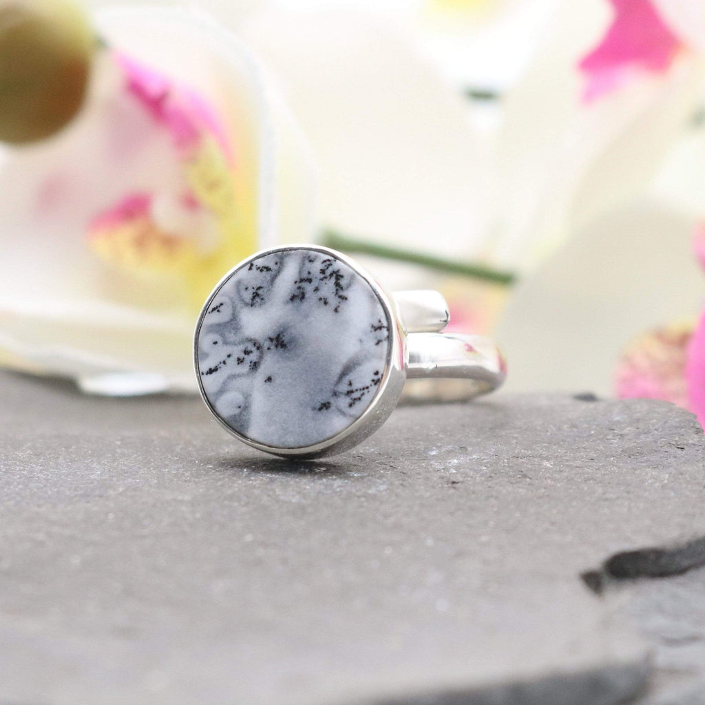 Hepburn and Hughes Dendritic Opal Adjustable Ring | Circular | in Sterling Silver