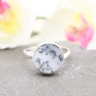 Hepburn and Hughes Dendritic Opal Adjustable Ring | Circular | in Sterling Silver