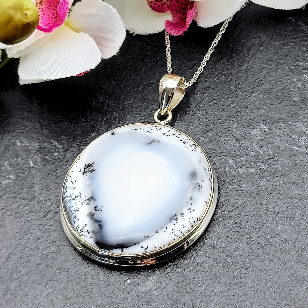 Hepburn and Hughes Dendritic Opal Pendant | Large Circle | in Sterling Silver