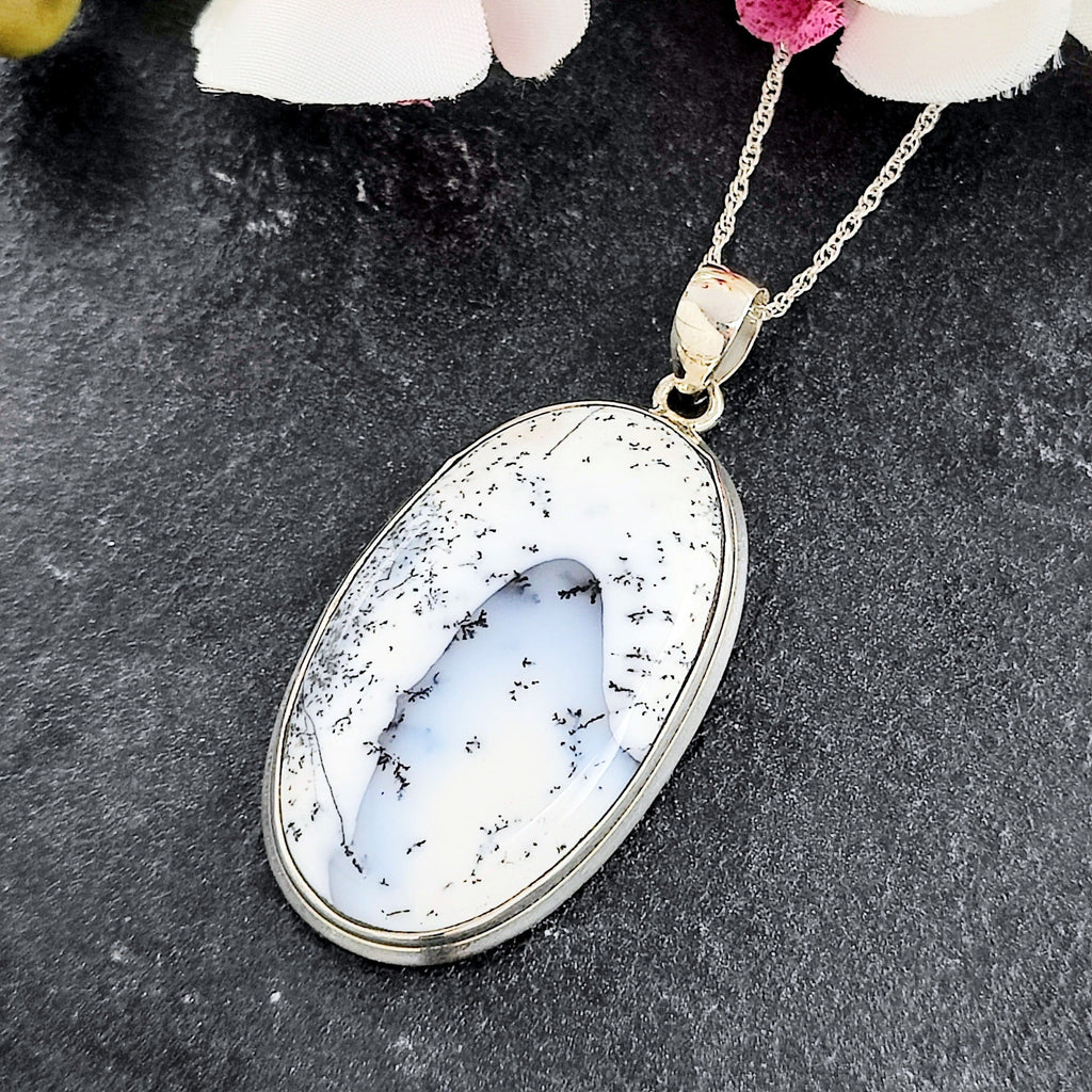 Hepburn and Hughes Dendritic Opal Pendant | Large Oval | Gemstone gift | Sterling Silver