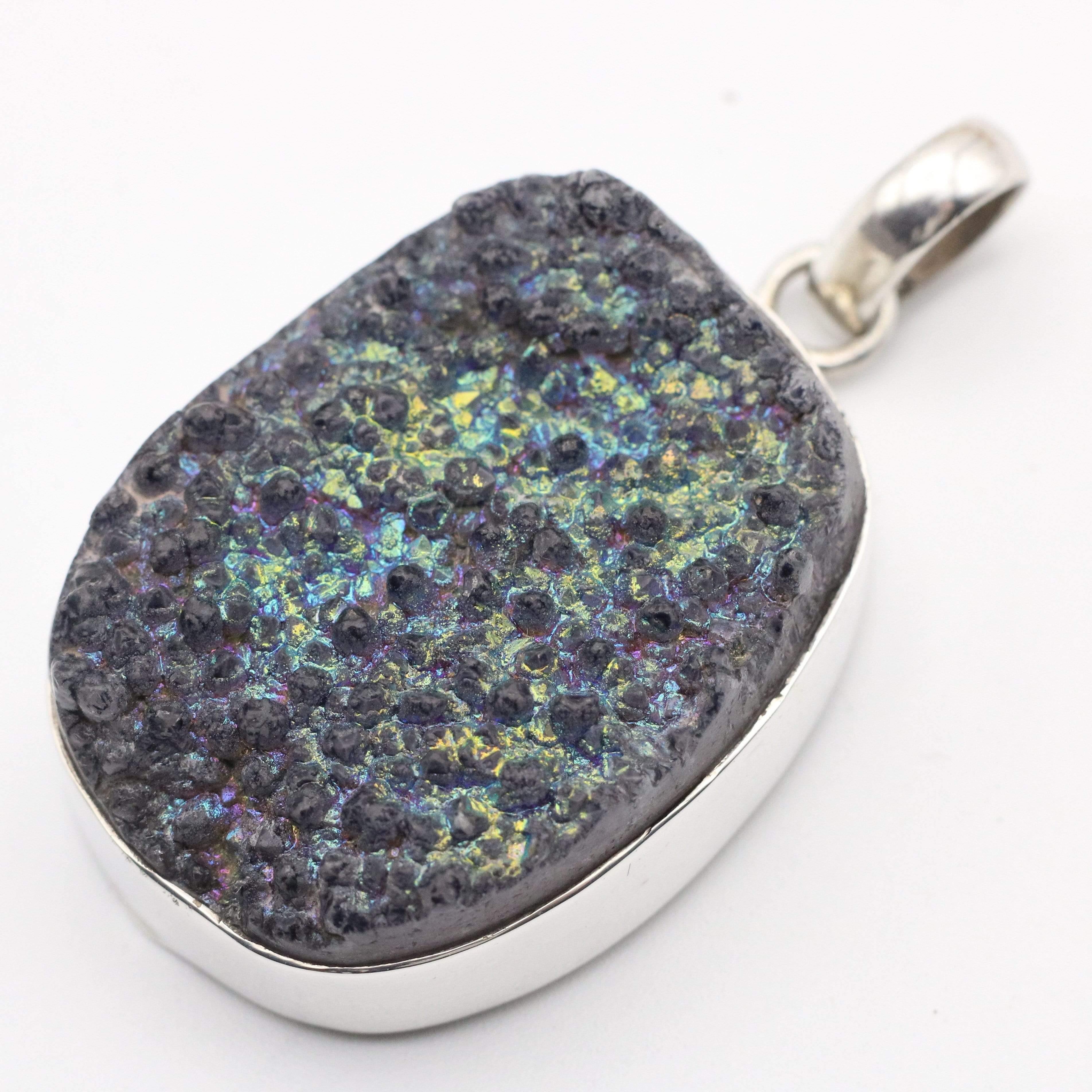 Hepburn and Hughes Druzy Quartz Pendant | Oval | Sterling Silver