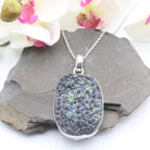 Hepburn and Hughes Druzy Quartz Pendant | Oval | Sterling Silver