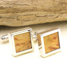 Hepburn and Hughes Fossilised Wood Cufflinks in Sterling Silver