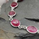 Hepburn and Hughes Garnet Gemstone Bracelet | 11 ovals | Sterling Silver