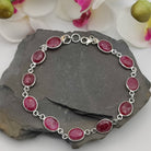 Hepburn and Hughes Garnet Gemstone Bracelet | 11 ovals | Sterling Silver