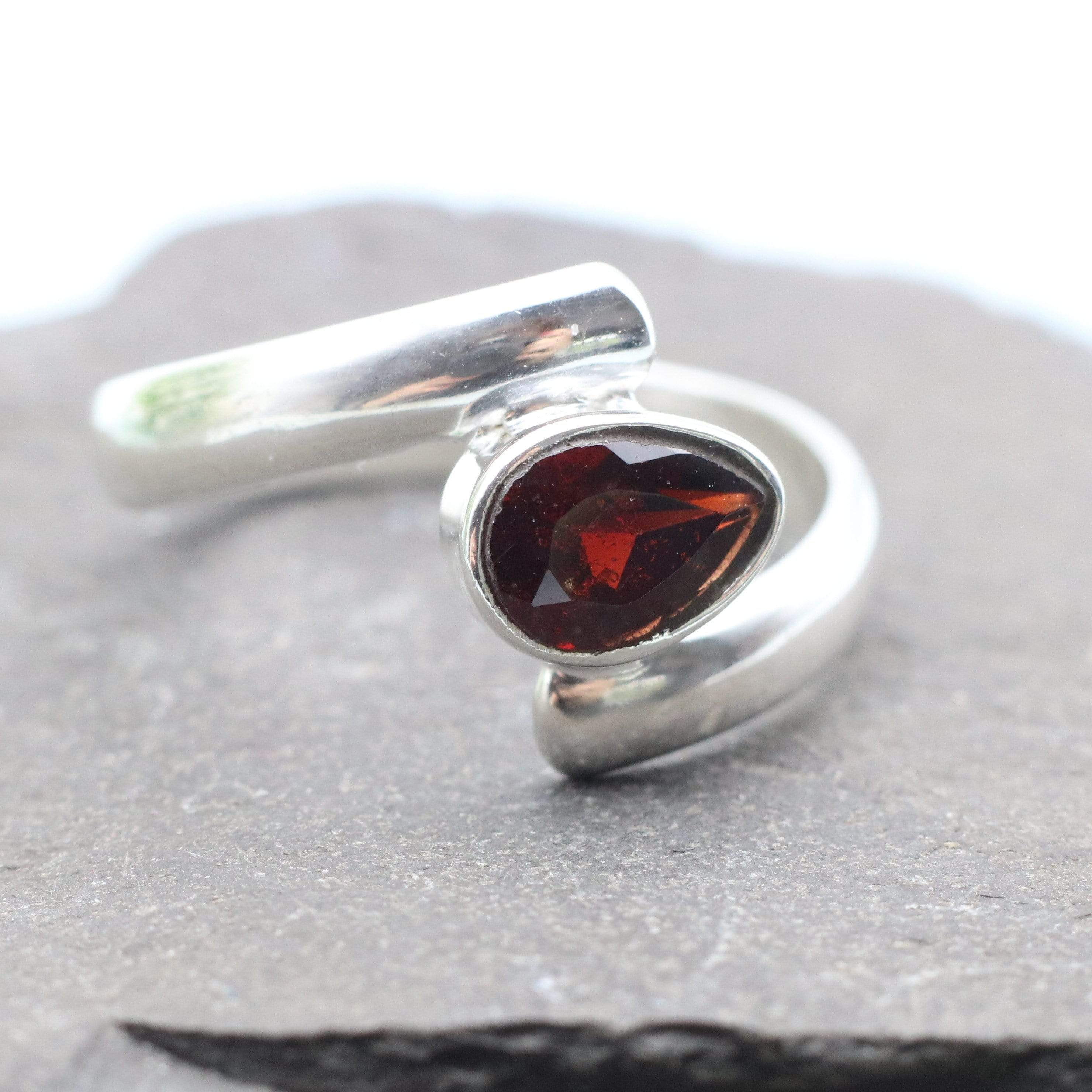 Hepburn and Hughes Garnet Ring | Teardrop | Sterling Silver