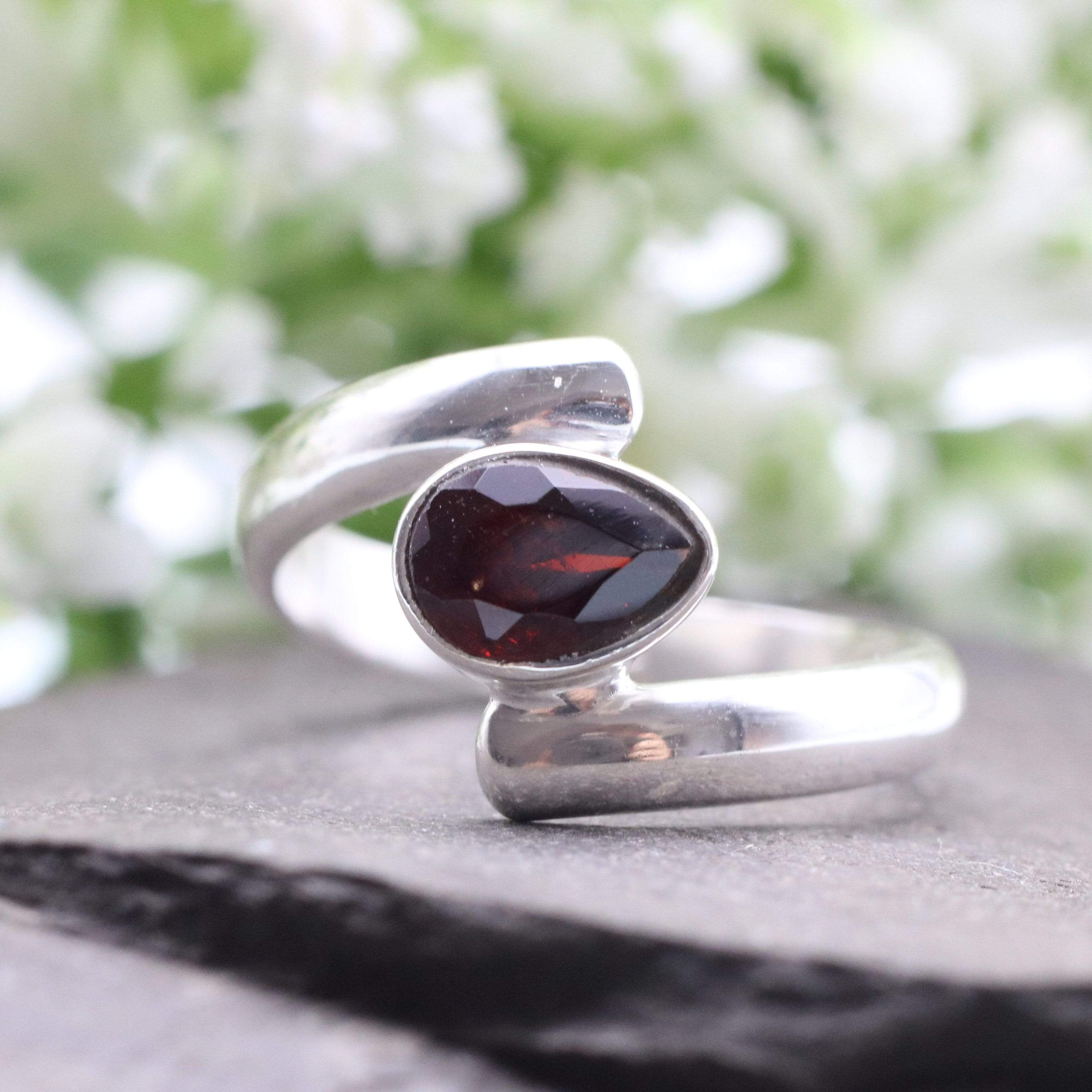 Hepburn and Hughes Garnet Ring | Teardrop | Sterling Silver