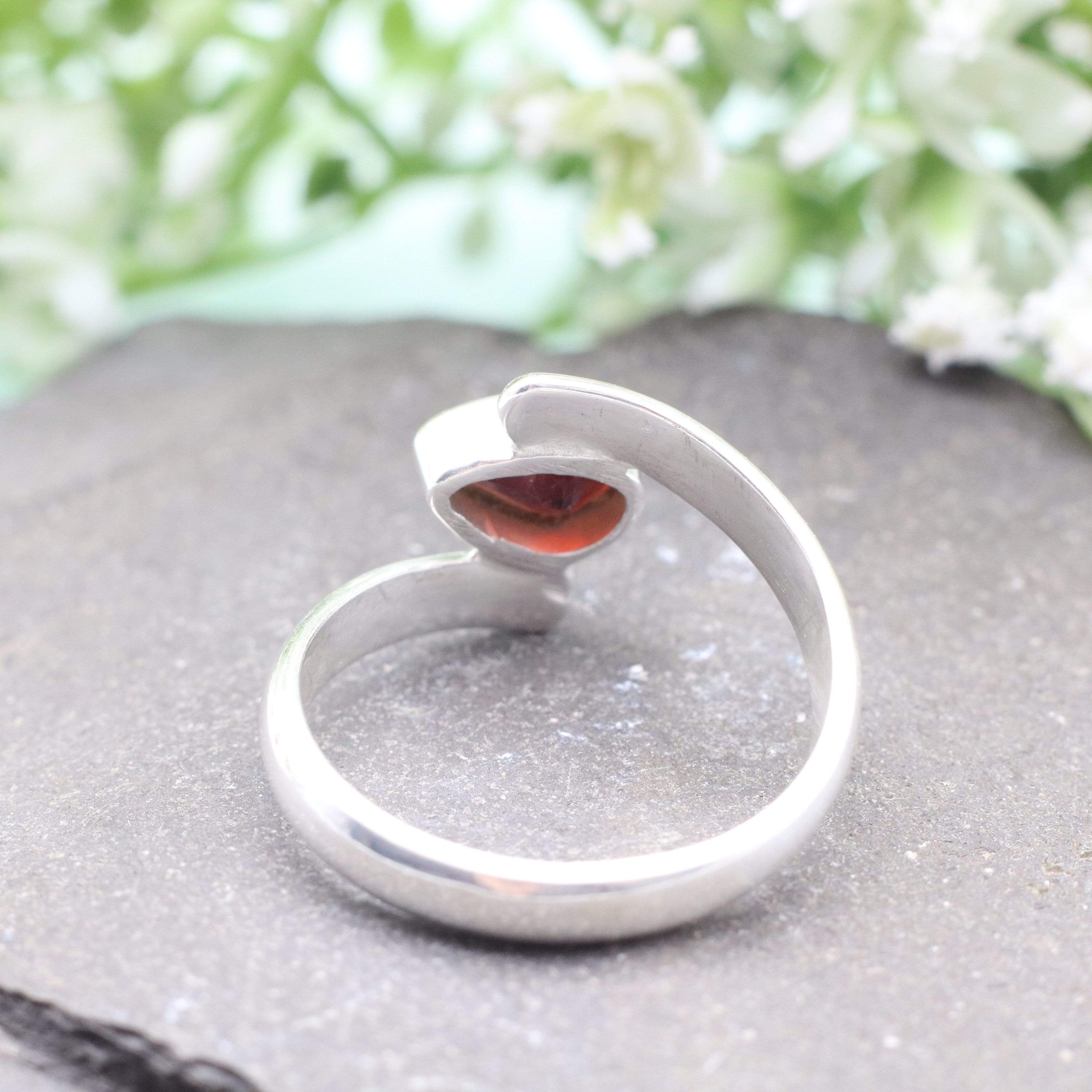 Hepburn and Hughes Garnet Ring | Teardrop | Sterling Silver