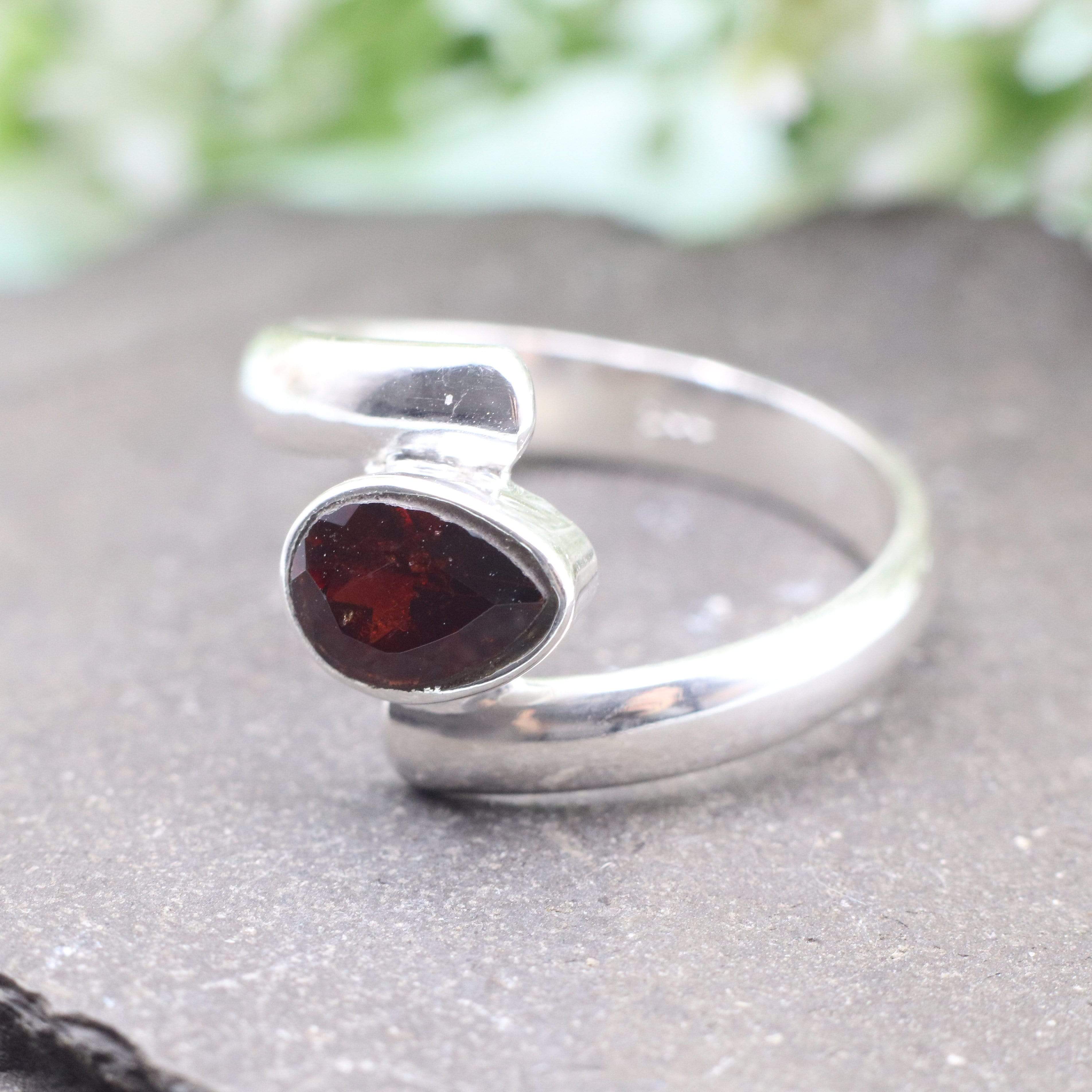 Hepburn and Hughes Garnet Ring | Teardrop | Sterling Silver