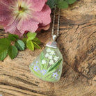 Hepburn and Hughes Hand Painted Sea Glass Pendant | Forget-me-nots | Sterling Silver