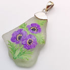 Hepburn and Hughes Hand Painted Sea Glass Pendant | Purple Anemone | Sterling Silver