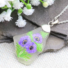 Hepburn and Hughes Hand Painted Sea Glass Pendant | Purple Anemone | Sterling Silver