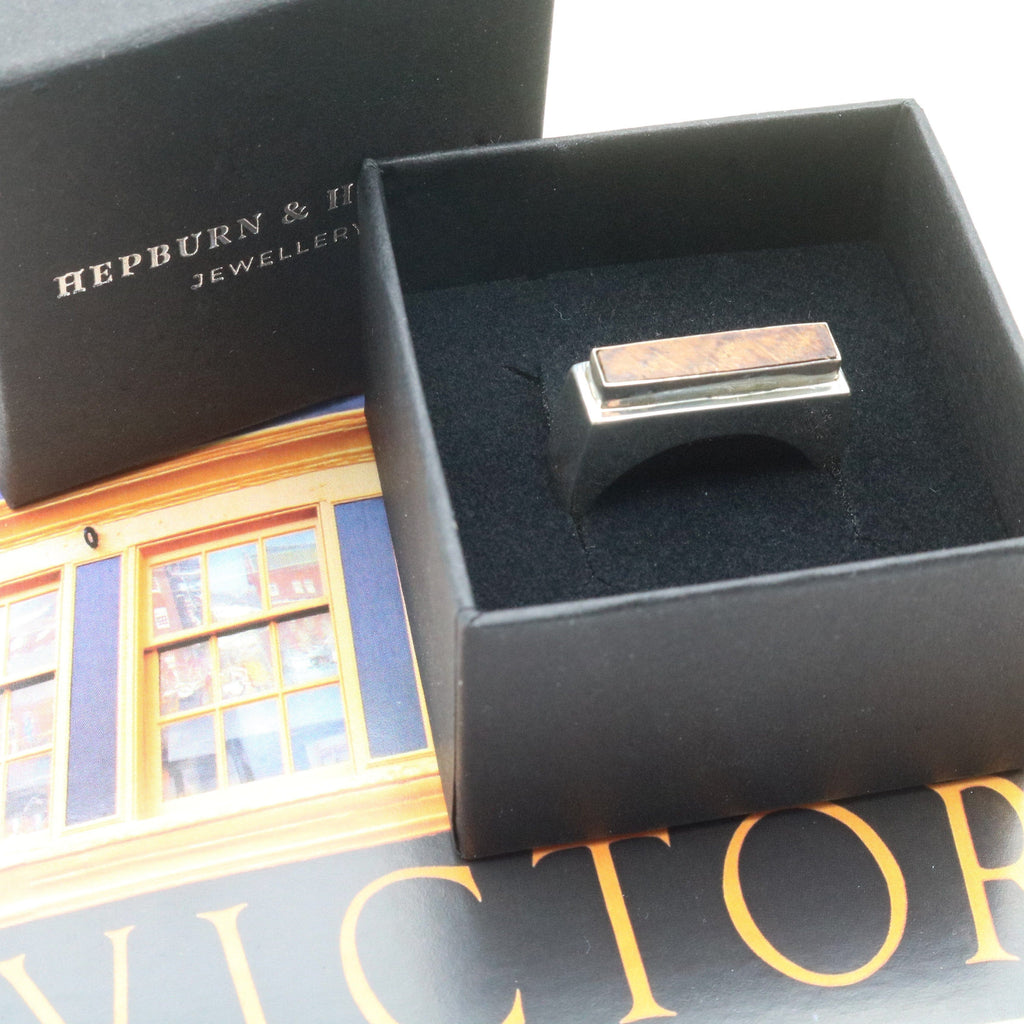 Hepburn and Hughes HMS Victory Men's Ring | Made with Oak from HMS Victory | Sterling Silver