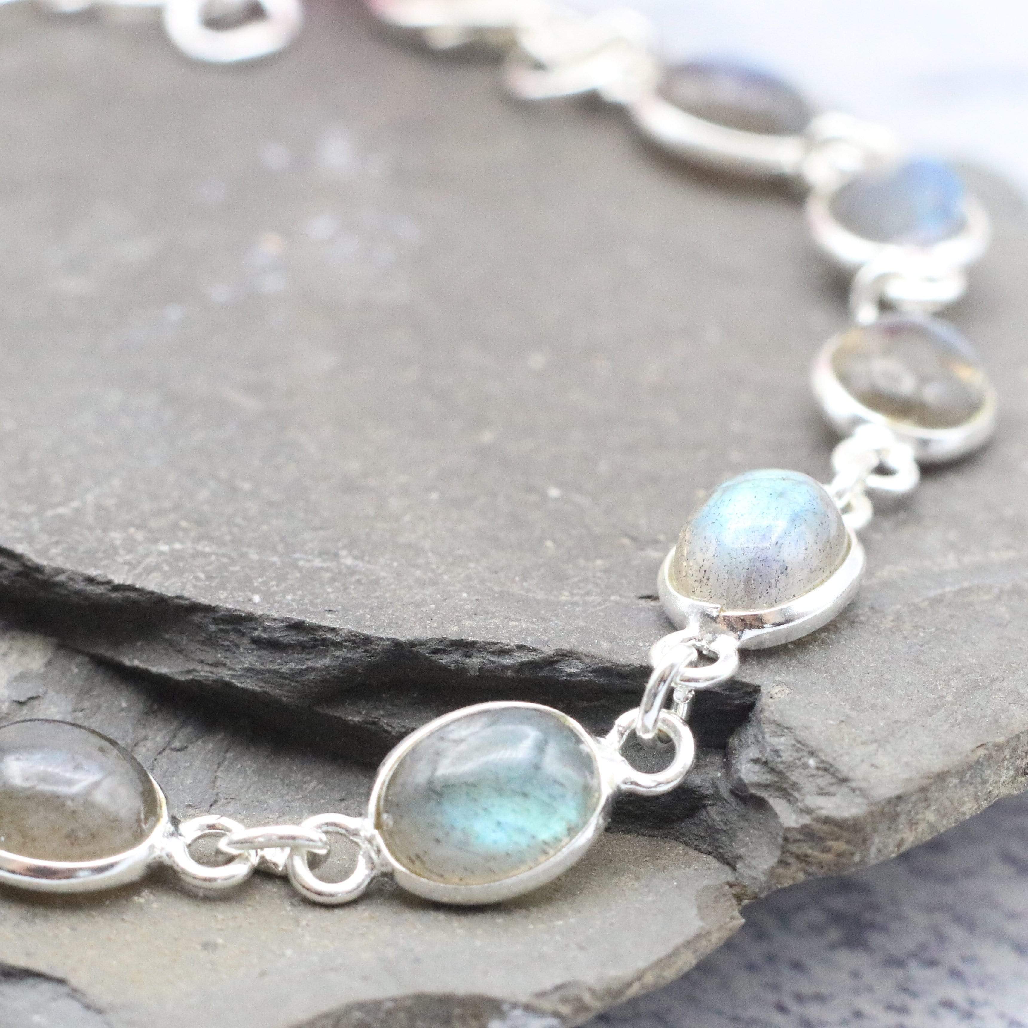 Hepburn and Hughes Labradorite Bracelet | 11 x Ovals | Sterling Silver