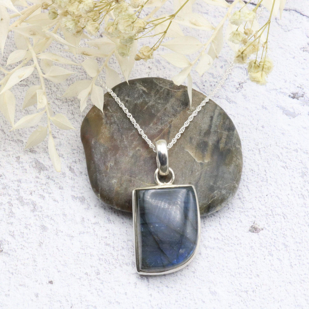 Hepburn and Hughes Labradorite Pendant, Abstract in Sterling Silver