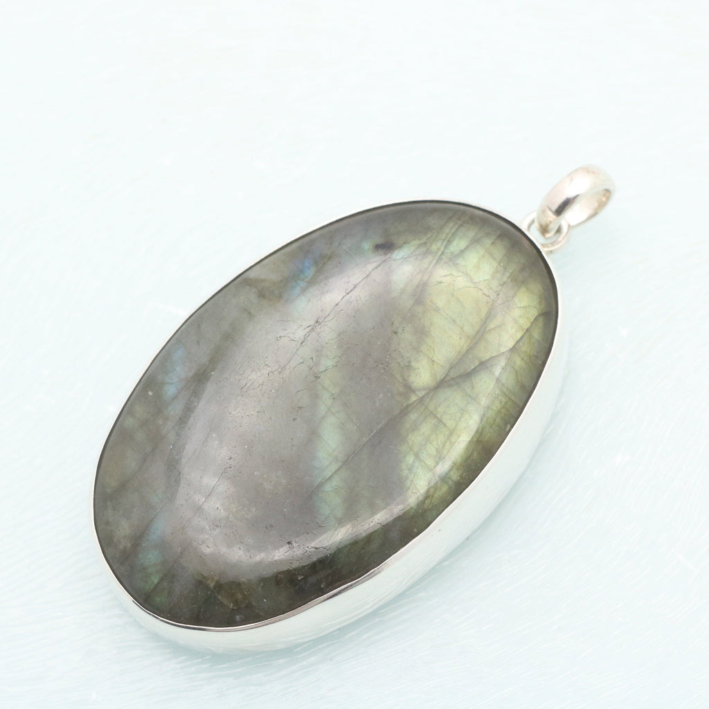 Hepburn and Hughes Labradorite Pendant, Large Oval in Sterling Silver